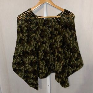 Handmade Camouflage Knit Poncho One Size